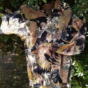Beautiful Ferragamo silk shirt, Bird feather desig